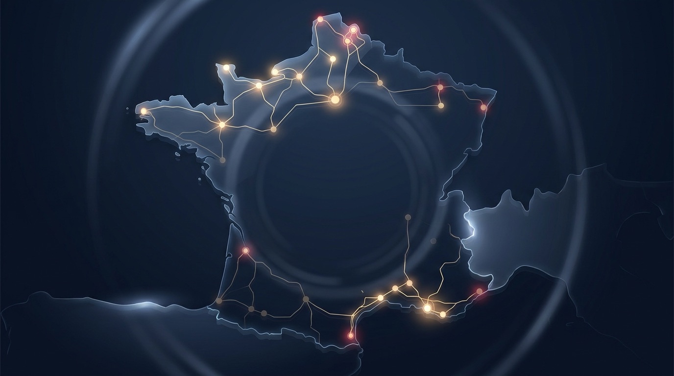 Carte de France stylisée utilisée pour illustrer une couverture géographique progressive.